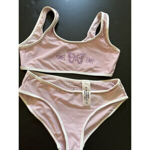 PacSun Kids 2 Piece Bathing suit. Size Large (10) Pink With Rhinestones